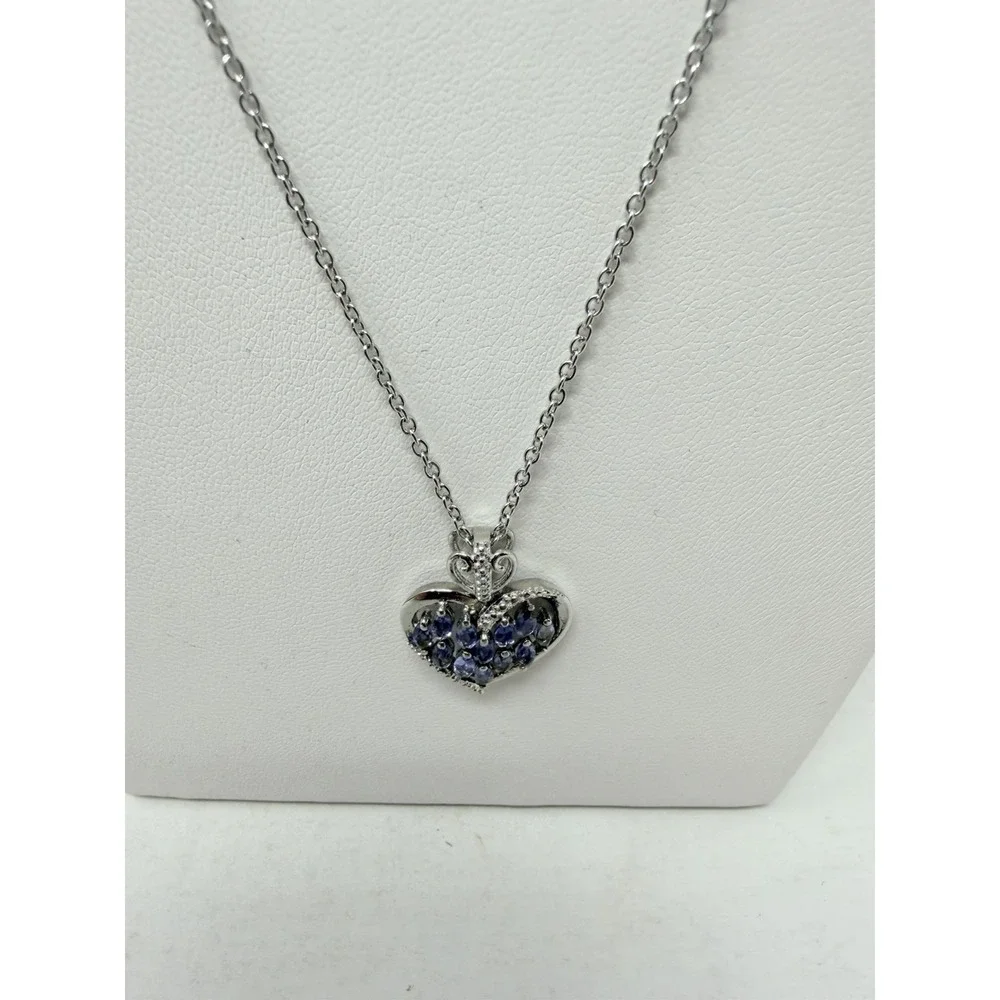 Shop LC Catalina Iolite Heart Pendant With 20in Chain in Stainless Steel 5582